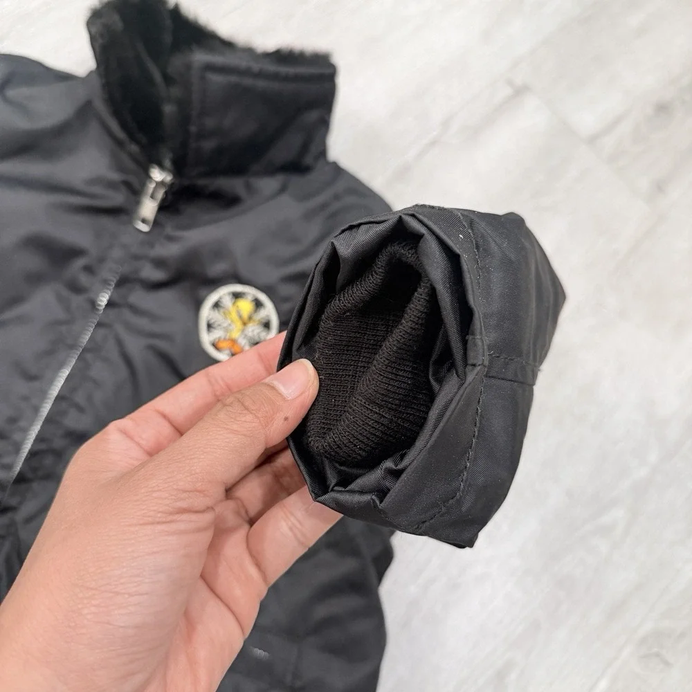 Vintage 1997 Warner Bros Studio Store Kids Tweety Bird Black Winter Jacket XXS